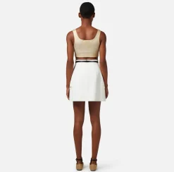 Elisabetta Franchi Top Cropped In Viscosa Laminata^ Top, T-Shirt & Body