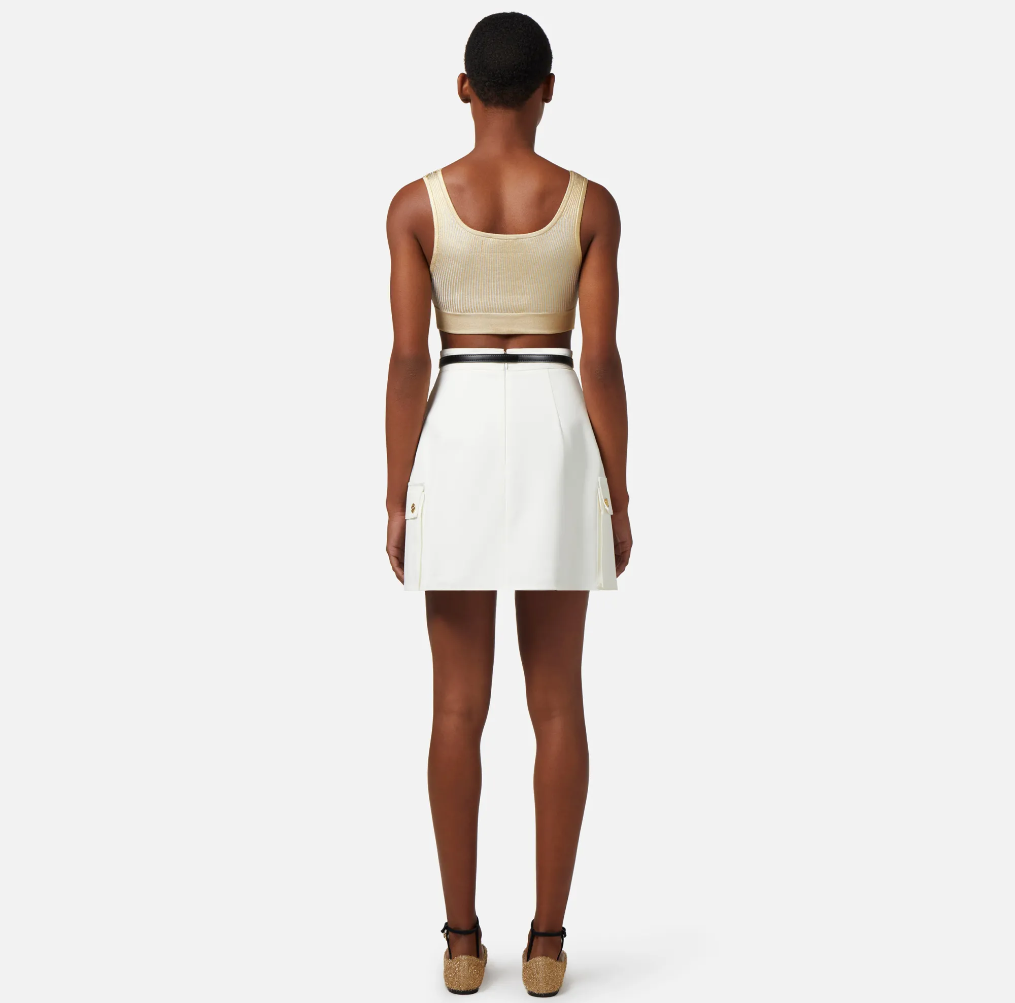 Elisabetta Franchi Top Cropped In Viscosa Laminata^ Top, T-Shirt & Body