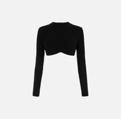 Elisabetta Franchi Top Cropped In Viscosa Lucida^ Top, T-Shirt & Body