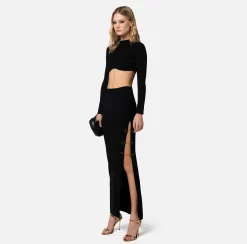 Elisabetta Franchi Top Cropped In Viscosa Lucida^ Top, T-Shirt & Body