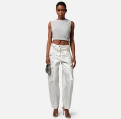 Elisabetta Franchi Top Cropped In Viscosa Metallizzata^ Top, T-Shirt & Body