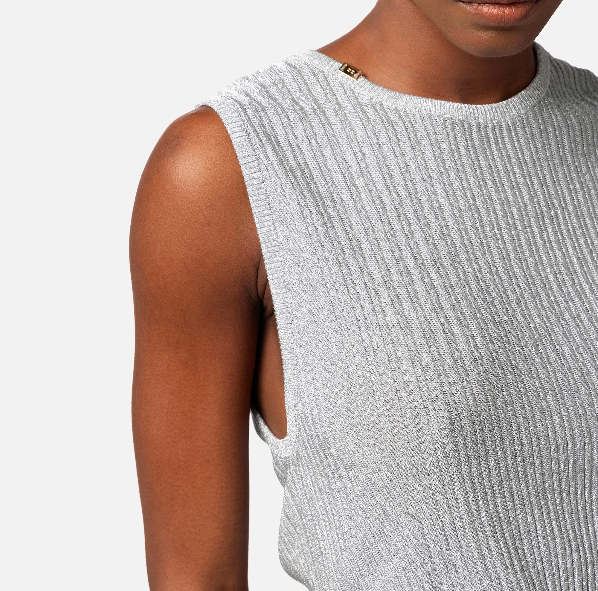 Elisabetta Franchi Top Cropped In Viscosa Metallizzata^ Top, T-Shirt & Body