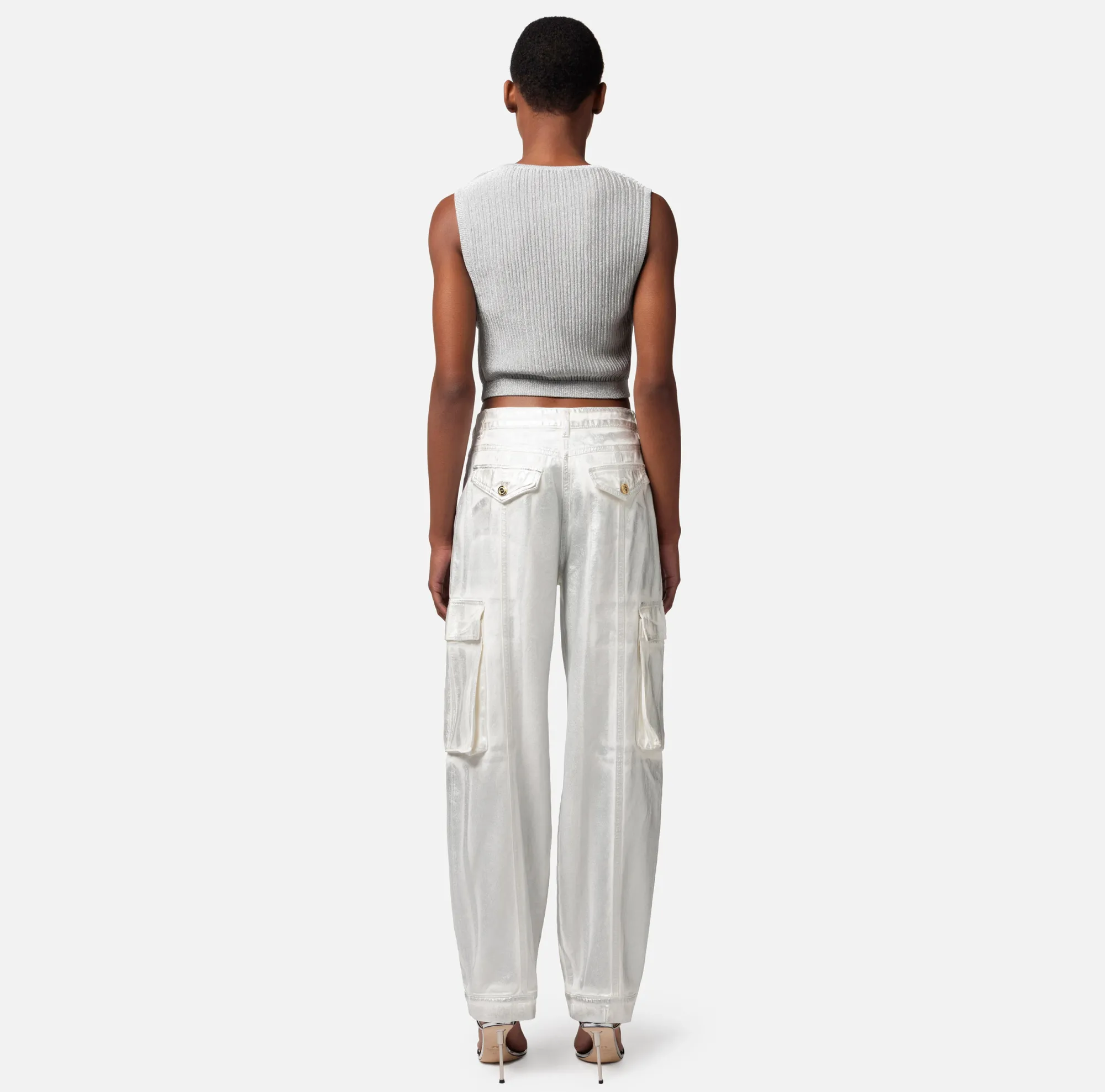 Elisabetta Franchi Top Cropped In Viscosa Metallizzata^ Top, T-Shirt & Body