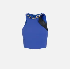 Elisabetta Franchi Top In Crepe Stretch Con Catena Foulard^ Top, T-Shirt & Body