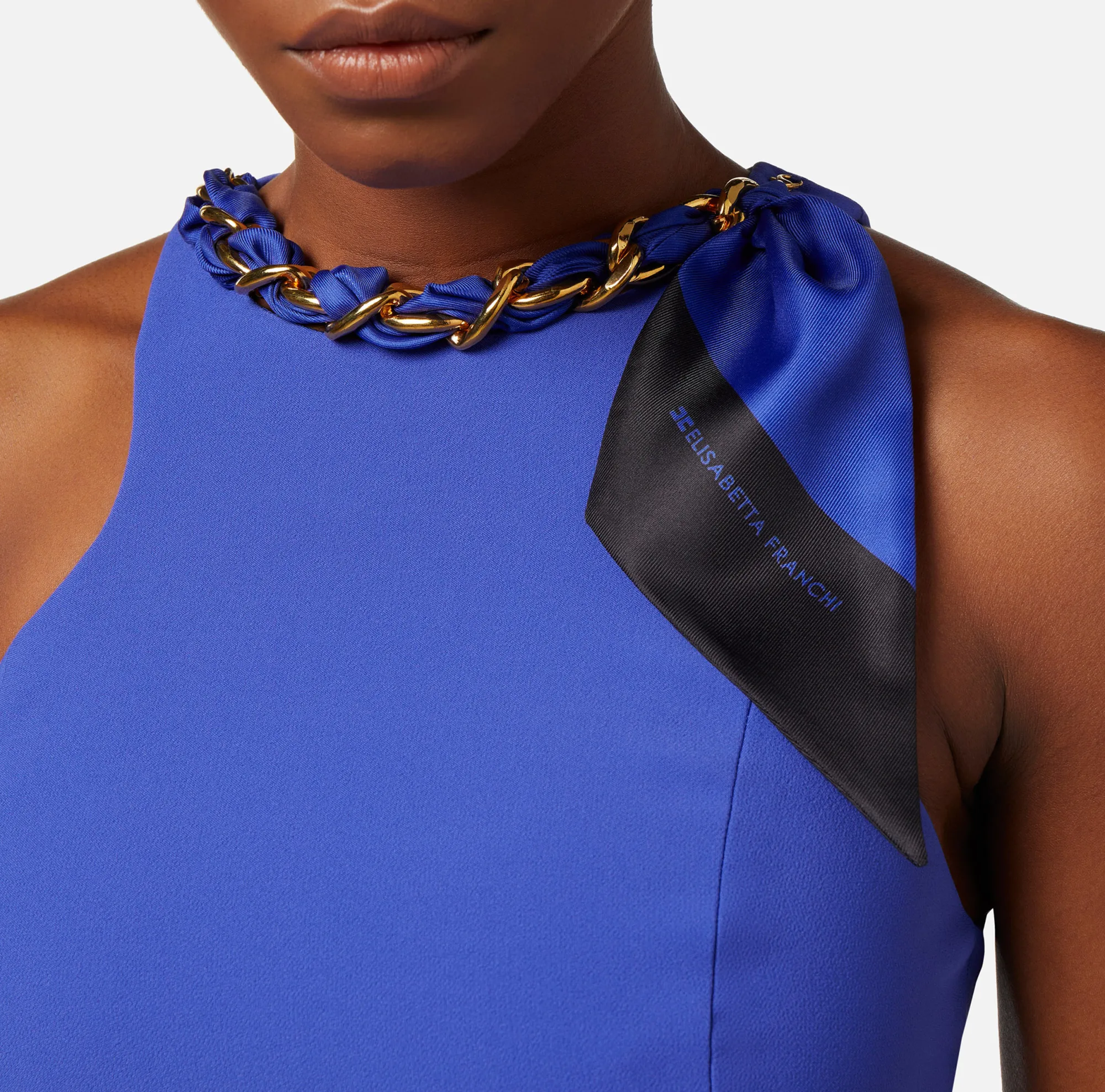 Elisabetta Franchi Top In Crepe Stretch Con Catena Foulard^ Top, T-Shirt & Body