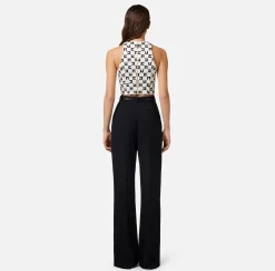 Elisabetta Franchi Top In Crepe Stretch Stampa Logo Con Catena Foulard^ Top, T-Shirt & Body