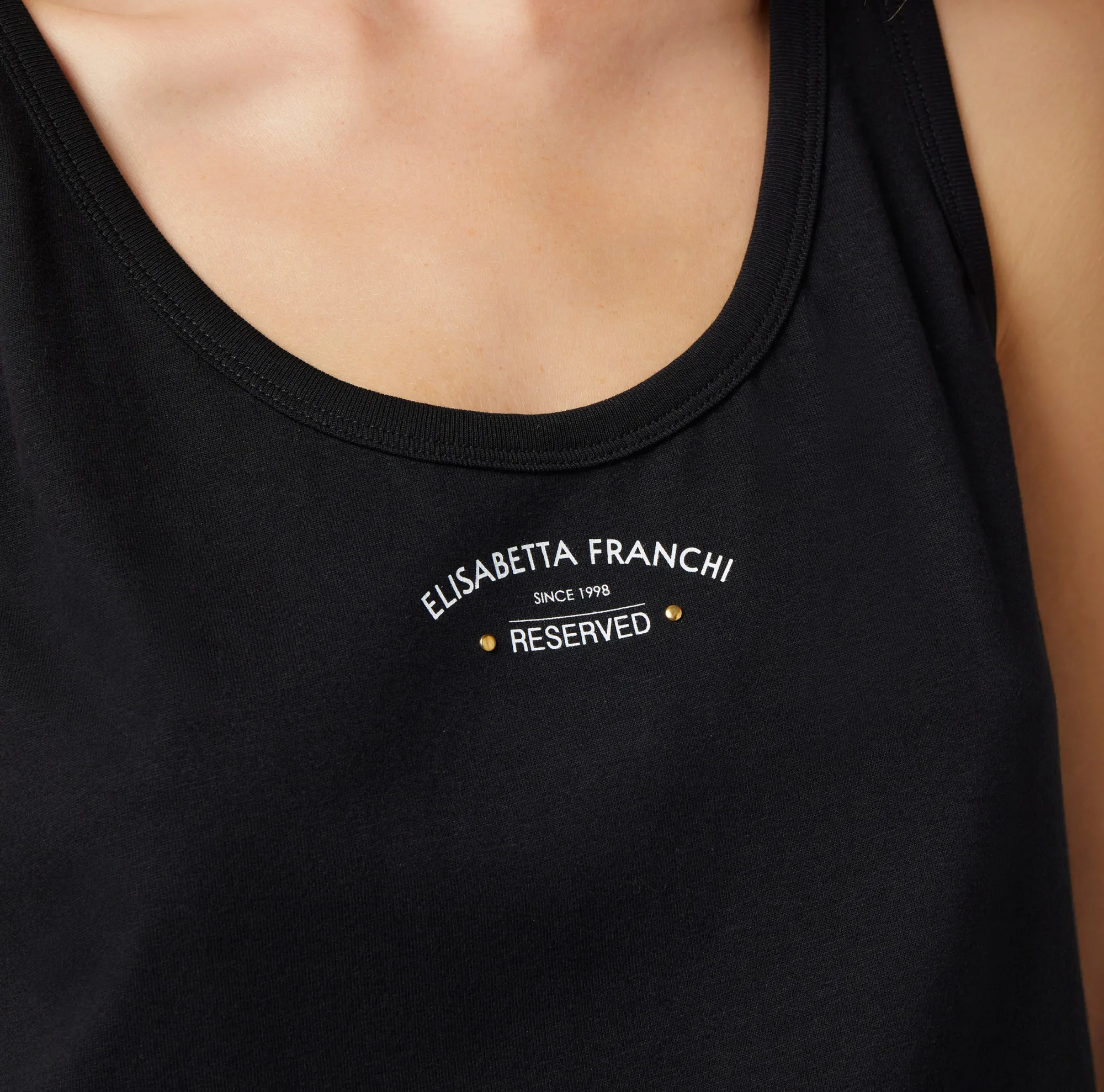 Elisabetta Franchi Top In Jersey Di Cotone Con Stampa Logo^ Top, T-Shirt & Body
