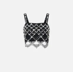 Elisabetta Franchi Top In Tulle Con Ricamo Geometrico^ Top, T-Shirt & Body