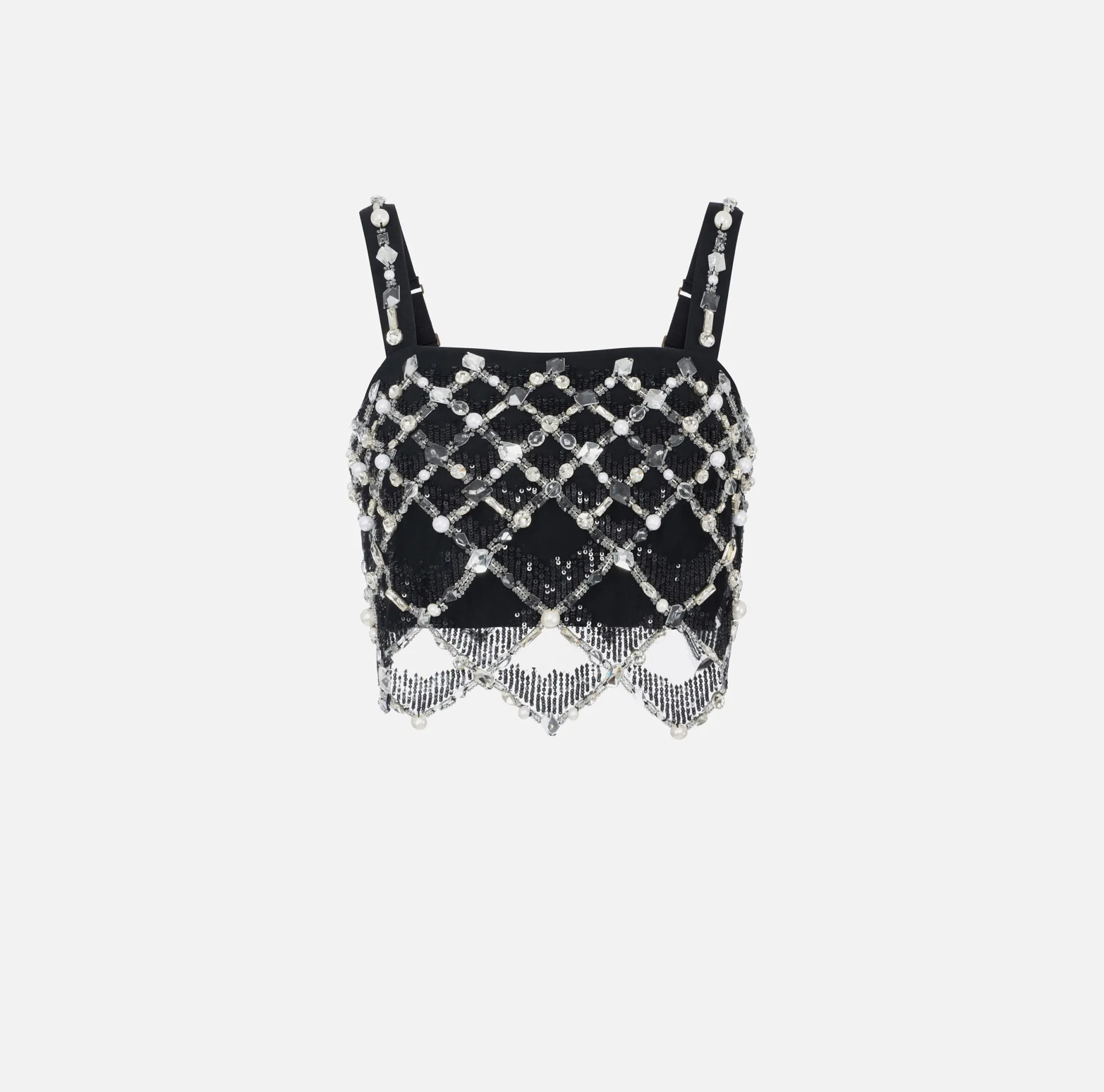 Elisabetta Franchi Top In Tulle Con Ricamo Geometrico^ Top, T-Shirt & Body