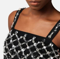 Elisabetta Franchi Top In Tulle Con Ricamo Geometrico^ Top, T-Shirt & Body