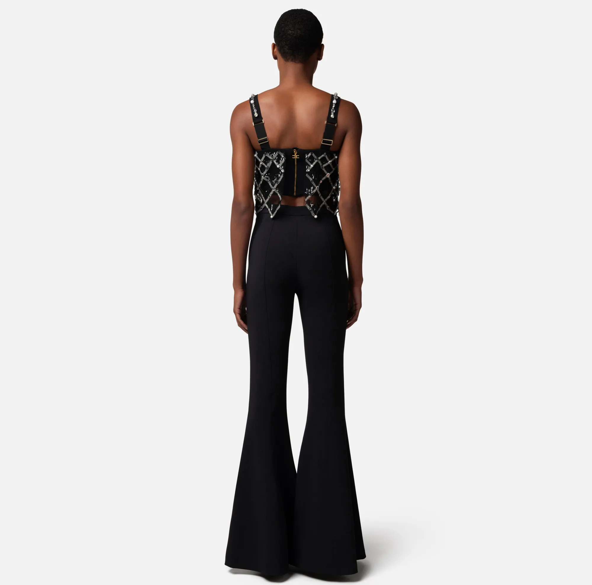 Elisabetta Franchi Top In Tulle Con Ricamo Geometrico^ Top, T-Shirt & Body