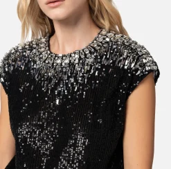 Elisabetta Franchi Top In Tulle Ricamato^ Top, T-Shirt & Body