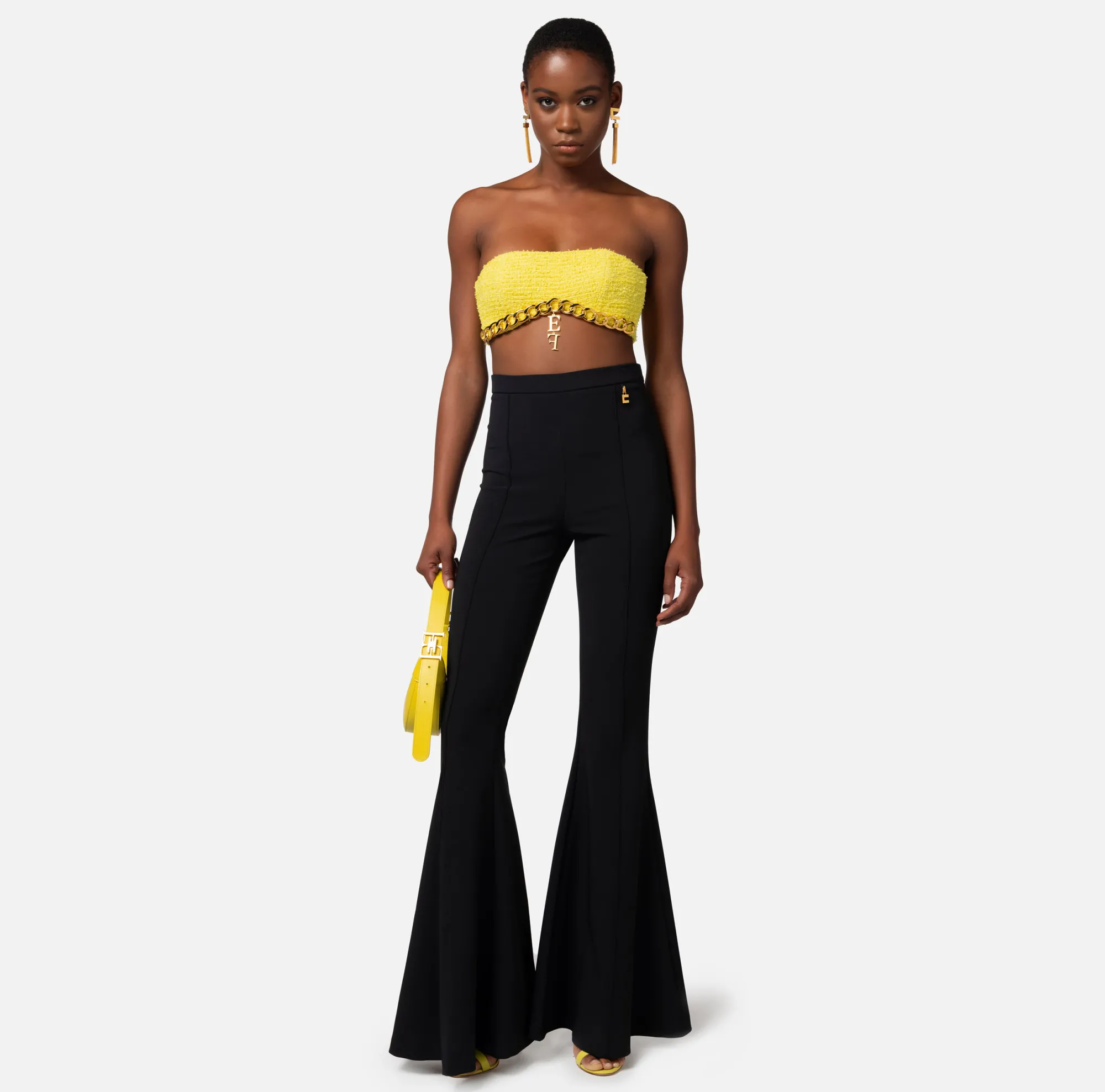 Elisabetta Franchi Top In Tweed Con Maxi Catena^ Top, T-Shirt & Body