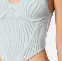 Elisabetta Franchi Top In Viscosa A Costine Con Coppe^ Top, T-Shirt & Body