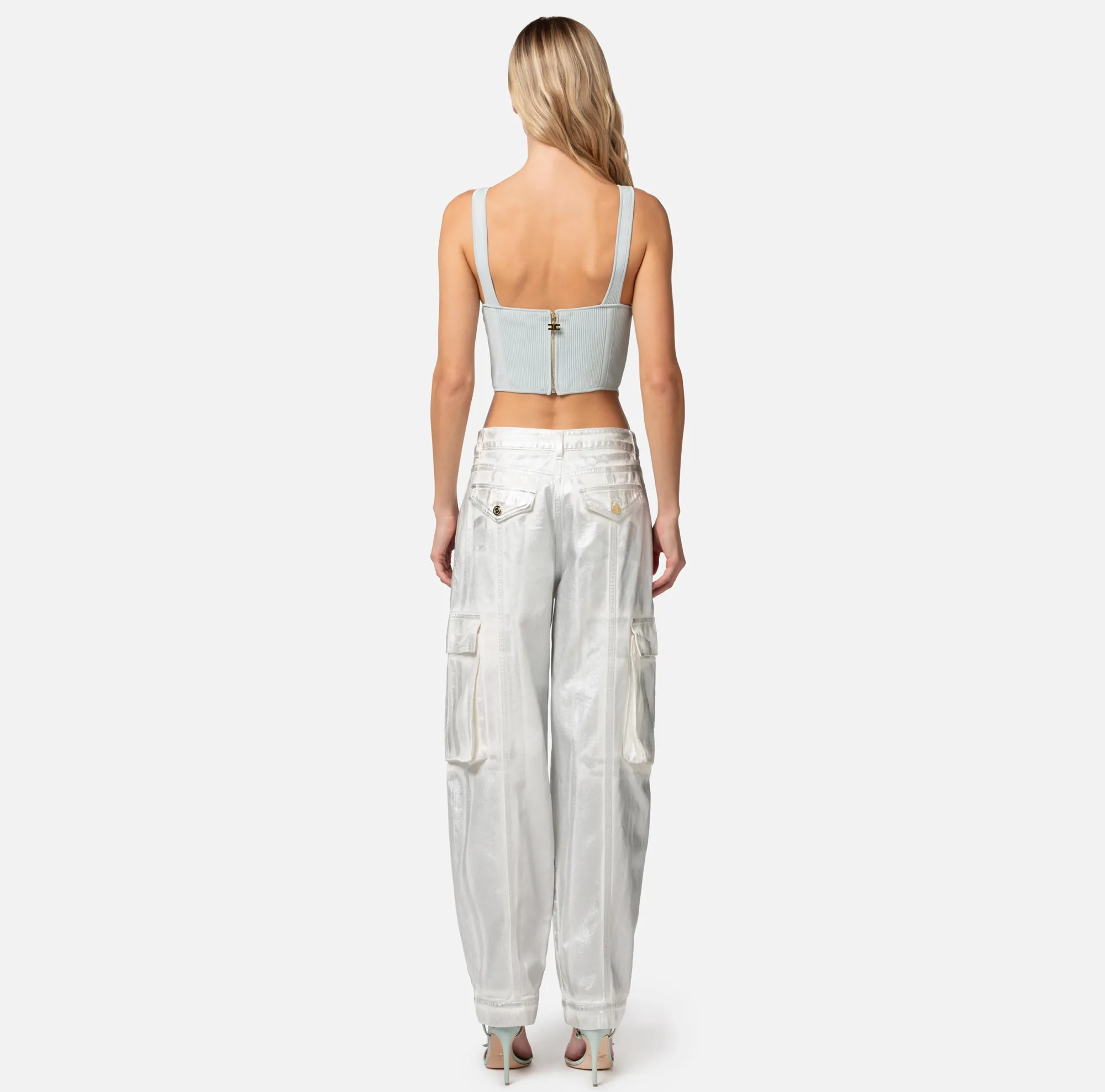 Elisabetta Franchi Top In Viscosa A Costine Con Coppe^ Top, T-Shirt & Body