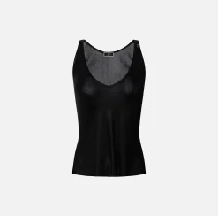 Elisabetta Franchi Top In Viscosa Laminata Con Charms^ Top, T-Shirt & Body