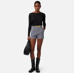 Elisabetta Franchi Top In Viscosa Lucida^ Maglieria E Felpe