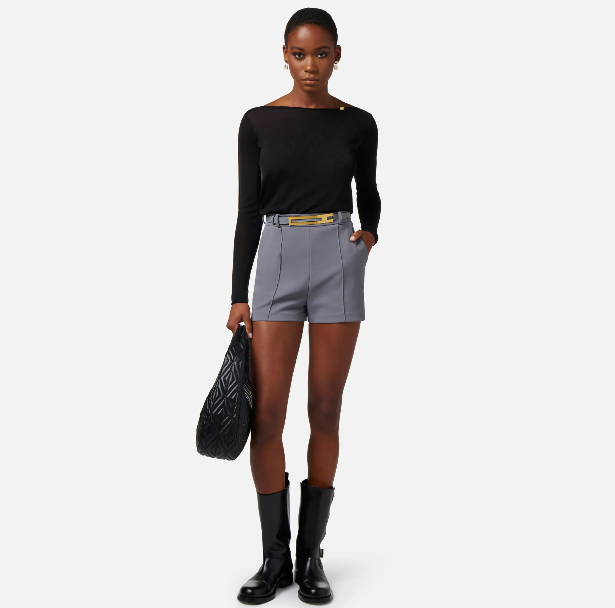 Elisabetta Franchi Top In Viscosa Lucida^ Maglieria E Felpe
