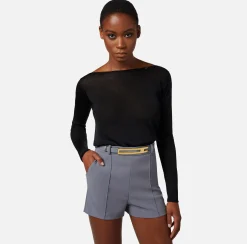 Elisabetta Franchi Top In Viscosa Lucida^ Maglieria E Felpe