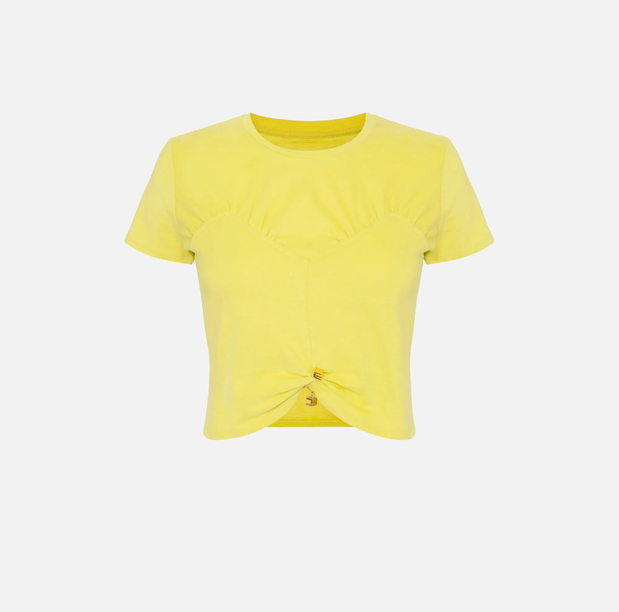 Elisabetta Franchi T-Shirt Cropped In Jersey Con Arriccio^ Top, T-Shirt & Body