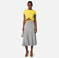 Elisabetta Franchi T-Shirt Cropped In Jersey Con Arriccio^ Top, T-Shirt & Body