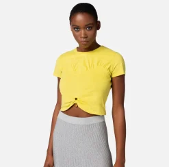 Elisabetta Franchi T-Shirt Cropped In Jersey Con Arriccio^ Top, T-Shirt & Body
