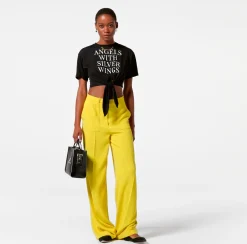 Elisabetta Franchi T-Shirt Cropped In Jersey Con Nodo E Stampa^ Top, T-Shirt & Body