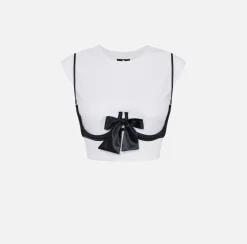 Elisabetta Franchi T-Shirt In Cotone Con Accessorio Reggiseno^ Top, T-Shirt & Body