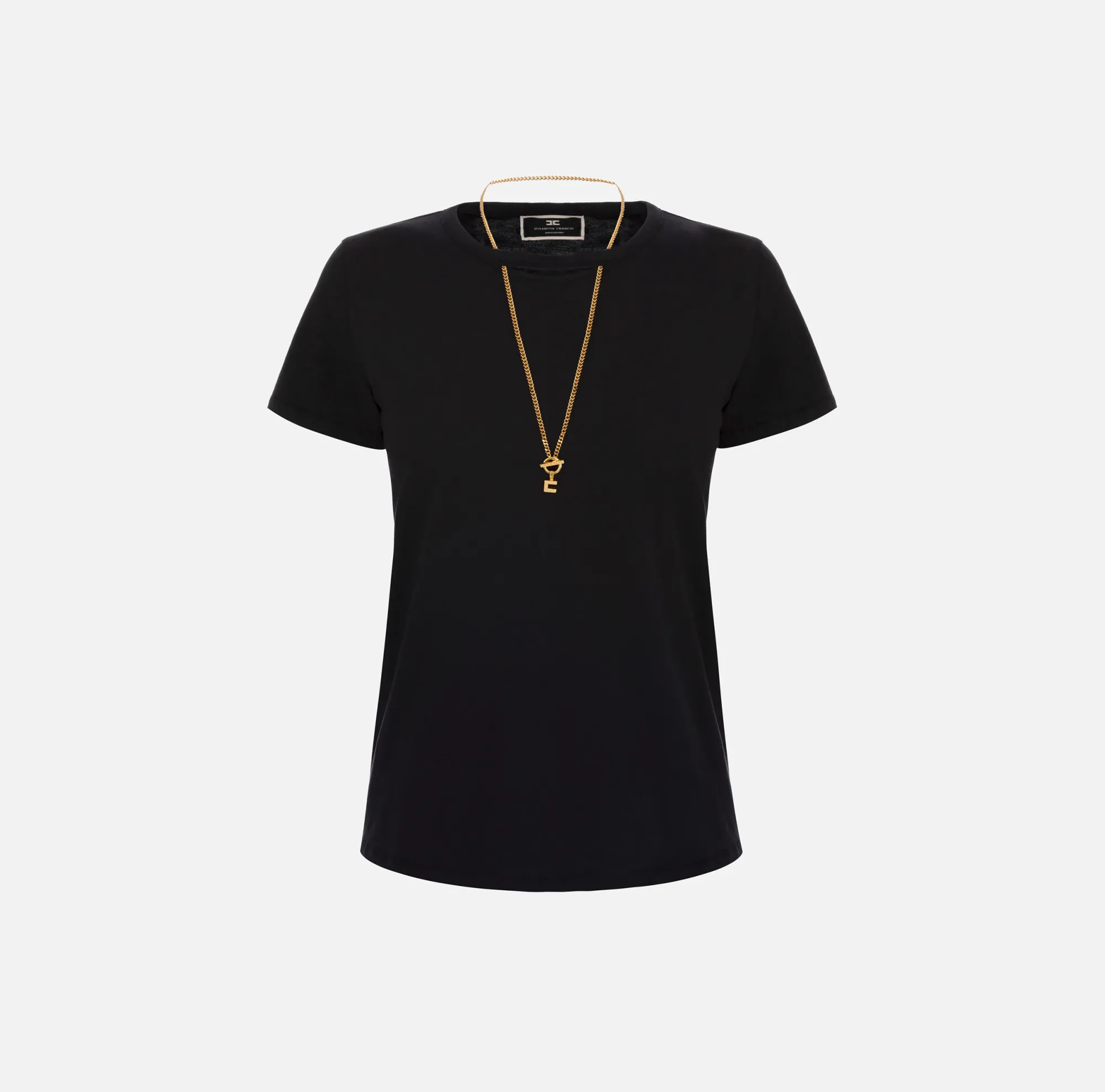 Elisabetta Franchi T-Shirt In Jersey Con Cut-Out E Collana^ Top, T-Shirt & Body