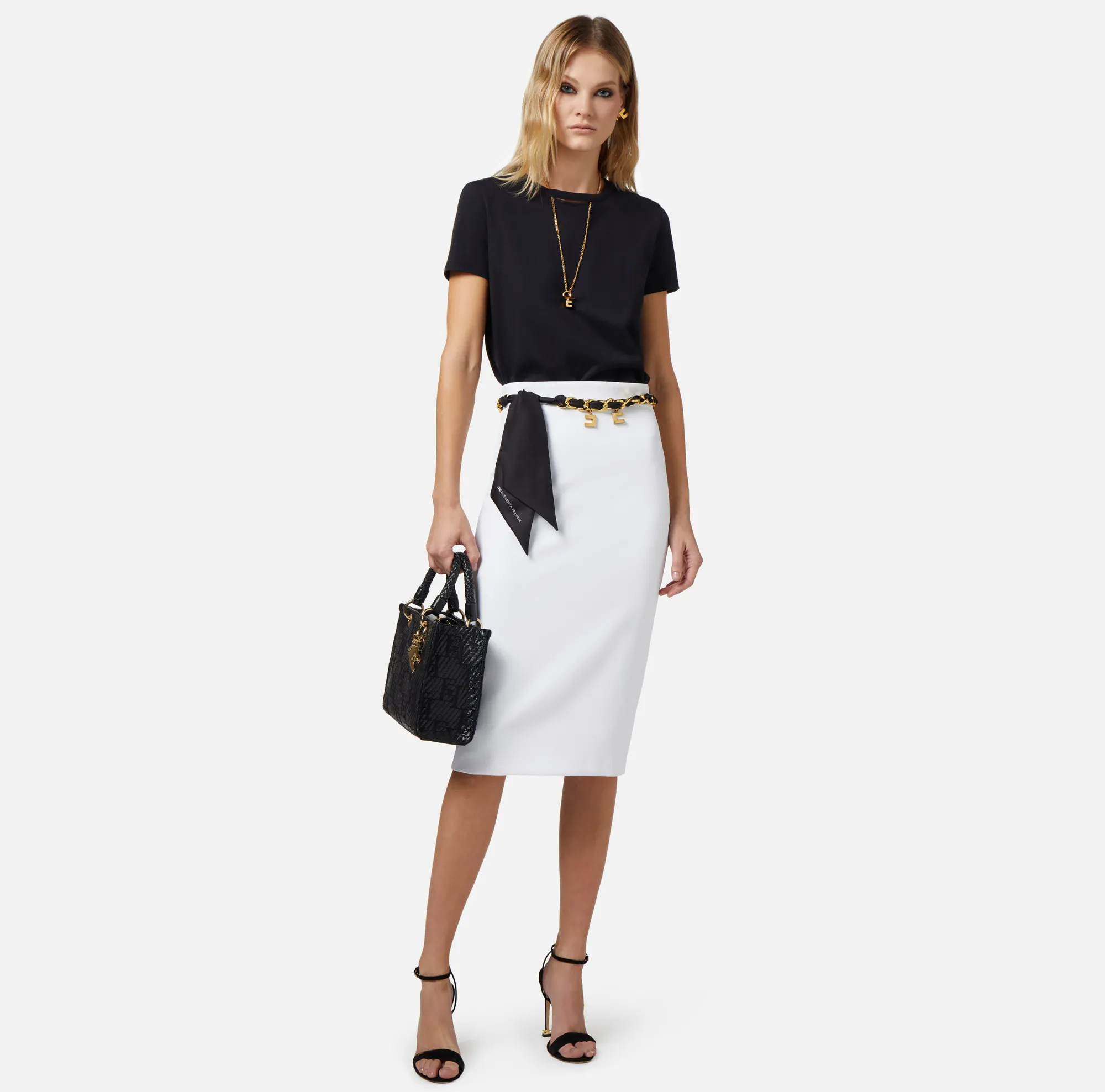 Elisabetta Franchi T-Shirt In Jersey Con Cut-Out E Collana^ Top, T-Shirt & Body
