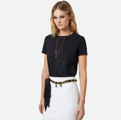 Elisabetta Franchi T-Shirt In Jersey Con Cut-Out E Collana^ Top, T-Shirt & Body