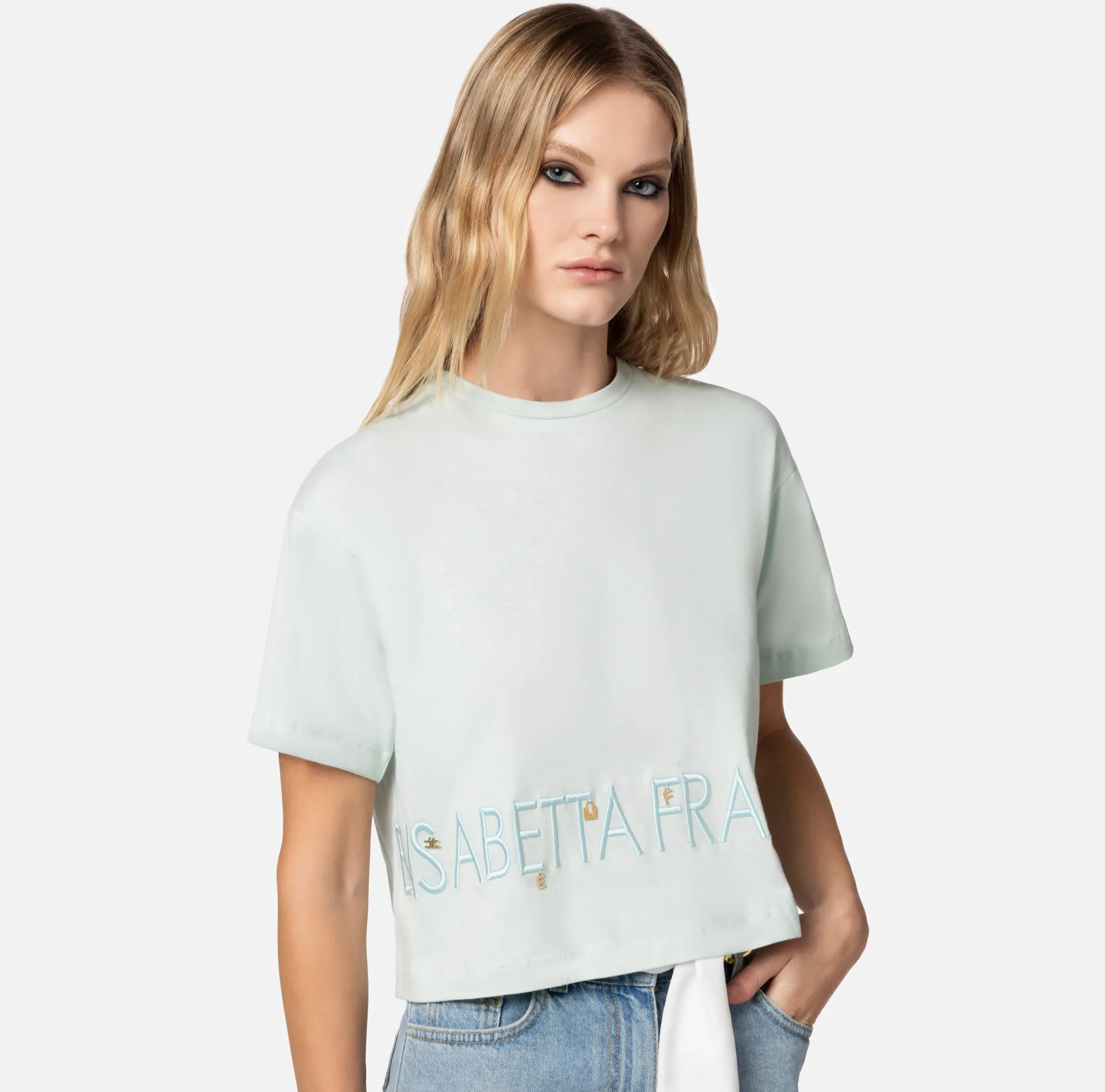 Elisabetta Franchi T-Shirt In Jersey Con Logo E Charms^ Top, T-Shirt & Body