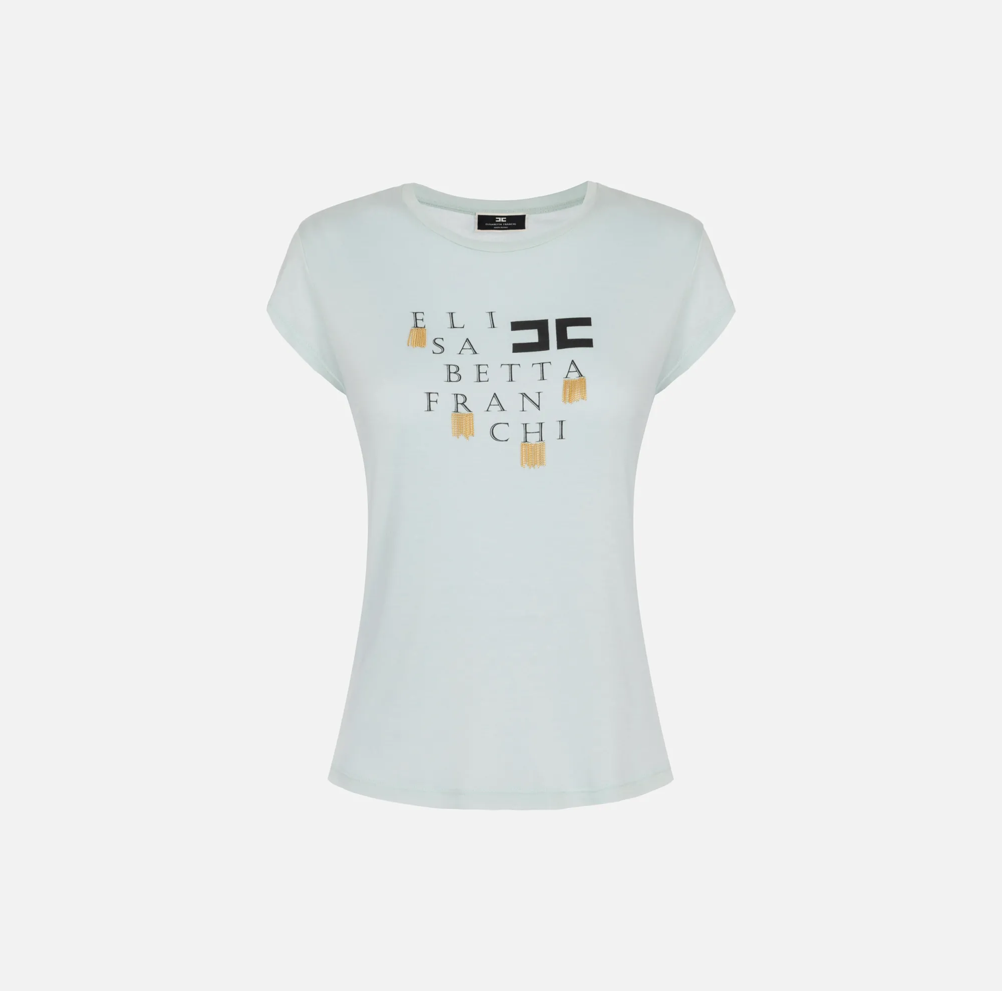 Elisabetta Franchi T-Shirt In Jersey Con Logo E Frange^ Top, T-Shirt & Body