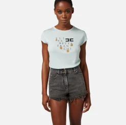 Elisabetta Franchi T-Shirt In Jersey Con Logo E Frange^ Top, T-Shirt & Body