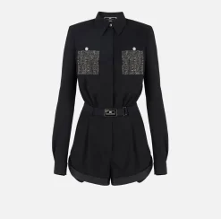 Elisabetta Franchi Tuta Corta In Crepe Con Ricamo^ Tute