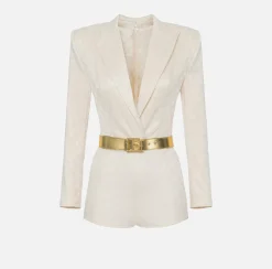 Elisabetta Franchi Tuta Corta In Raso Jacquard Con Cintura^ Tute
