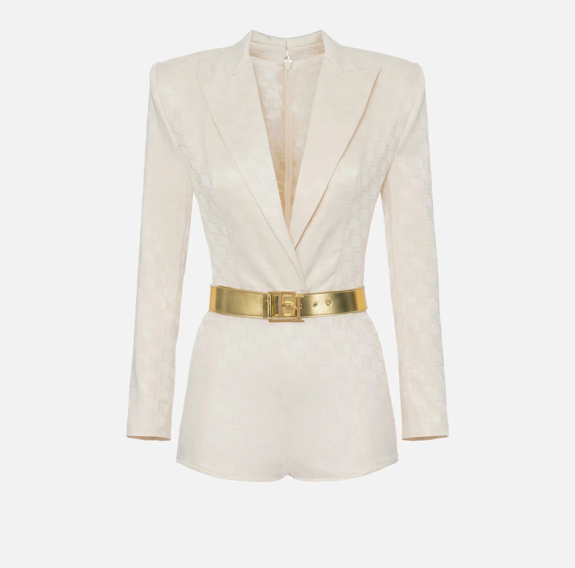 Elisabetta Franchi Tuta Corta In Raso Jacquard Con Cintura^ Tute