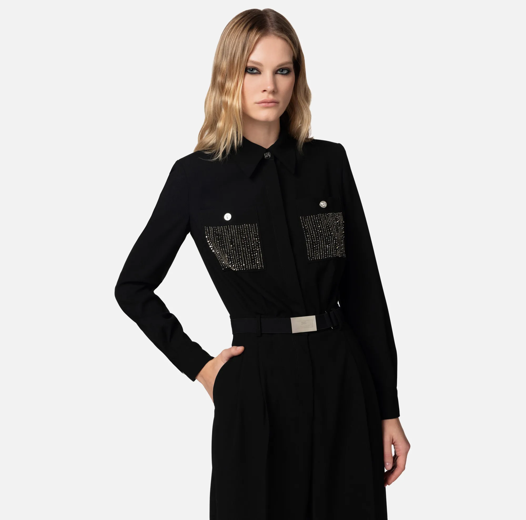 Elisabetta Franchi Tuta In Crepe Con Tasche Ricamate^ Tute