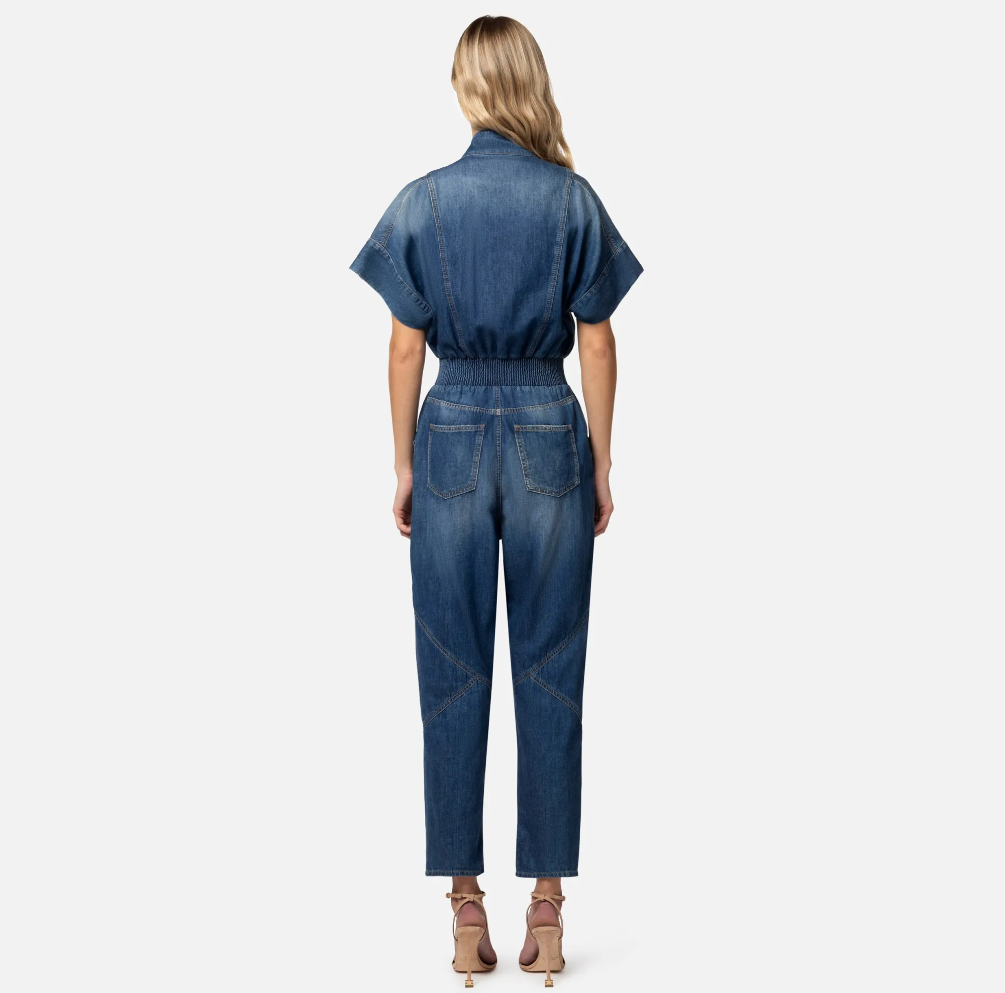 Elisabetta Franchi Tuta In Denim Con Gemello Nello Scollo^ Tute
