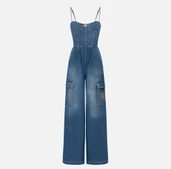Elisabetta Franchi Tuta In Denim Con Top Bustier^ Tute