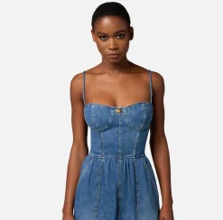 Elisabetta Franchi Tuta In Denim Con Top Bustier^ Tute