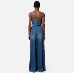 Elisabetta Franchi Tuta In Denim Con Top Bustier^ Tute