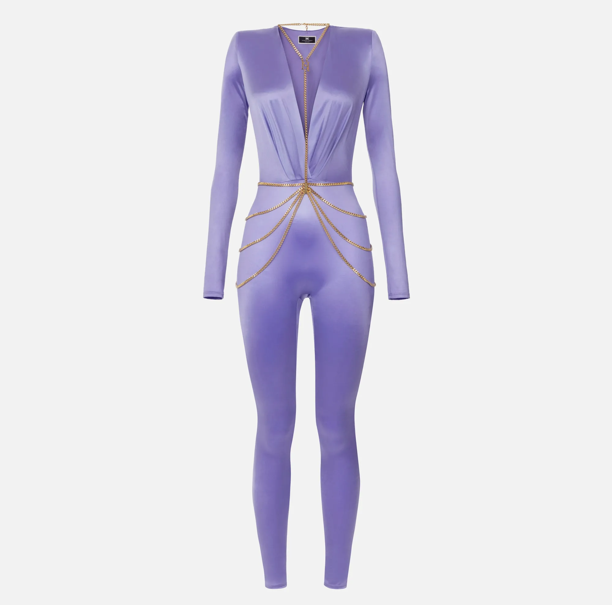 Elisabetta Franchi Tuta In Lycra Con Body Chain^ Tute