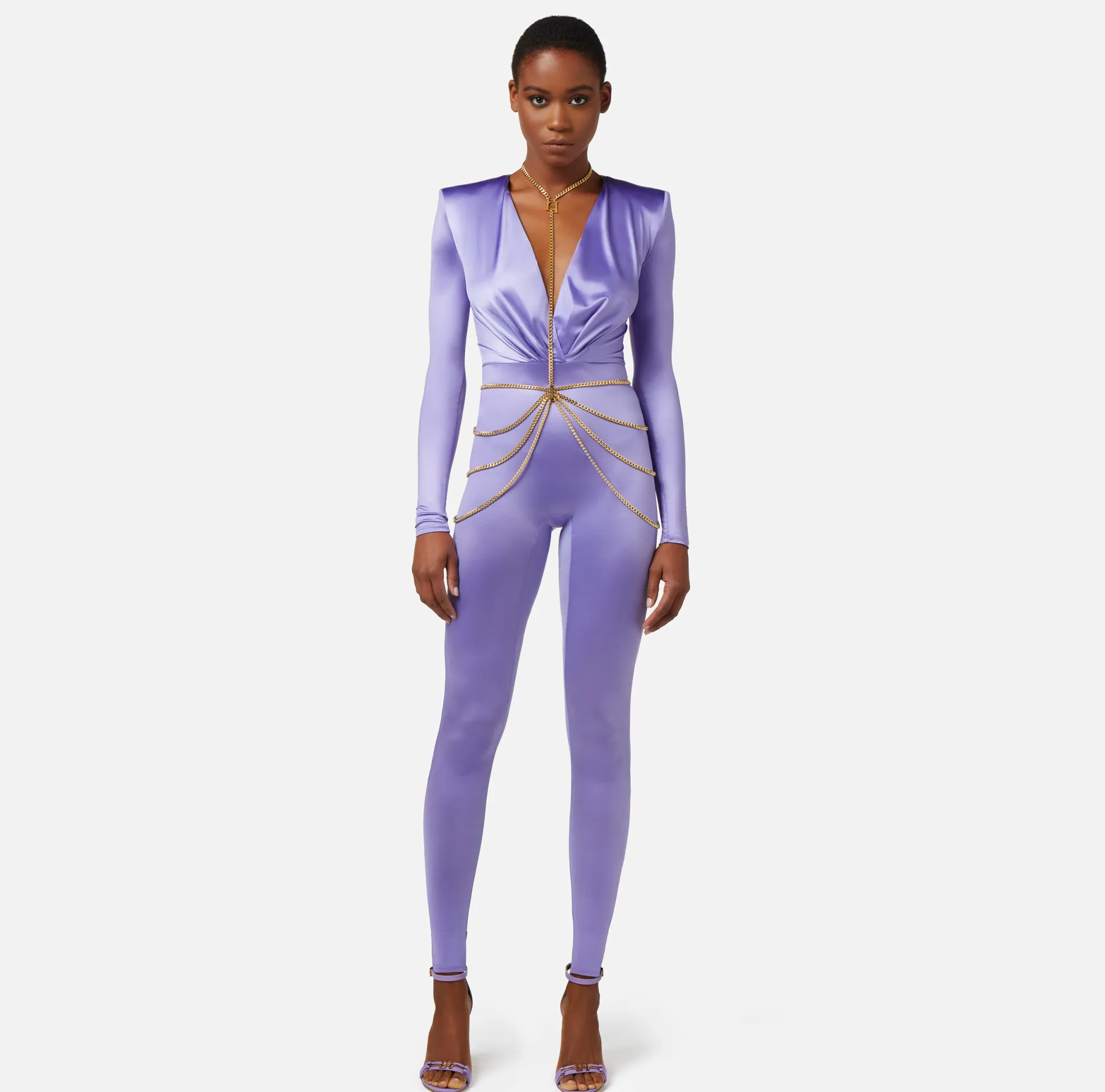 Elisabetta Franchi Tuta In Lycra Con Body Chain^ Tute