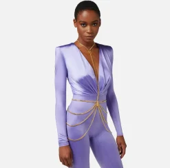 Elisabetta Franchi Tuta In Lycra Con Body Chain^ Tute