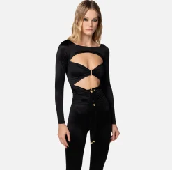 Elisabetta Franchi Tuta In Lycra Lucida Con Cut Out^ Tute